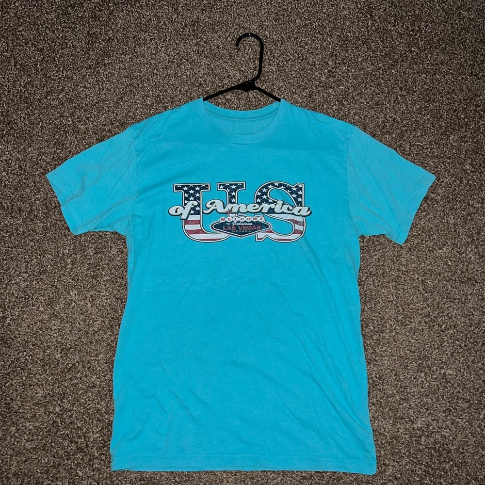 Las Vegas USA Light Blue White White Graphic T Shirt